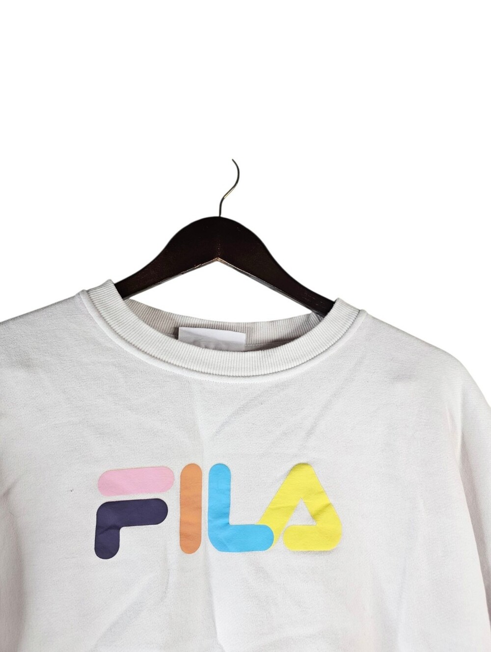 FILA Women's Large White Multicolor Logo Crewneck Sweatshirt Pullover - Picture 3 of 5